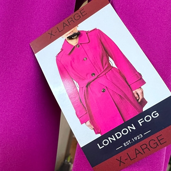 London Fog Women's Fuchsia Trench Coat - Picture 3 of 5